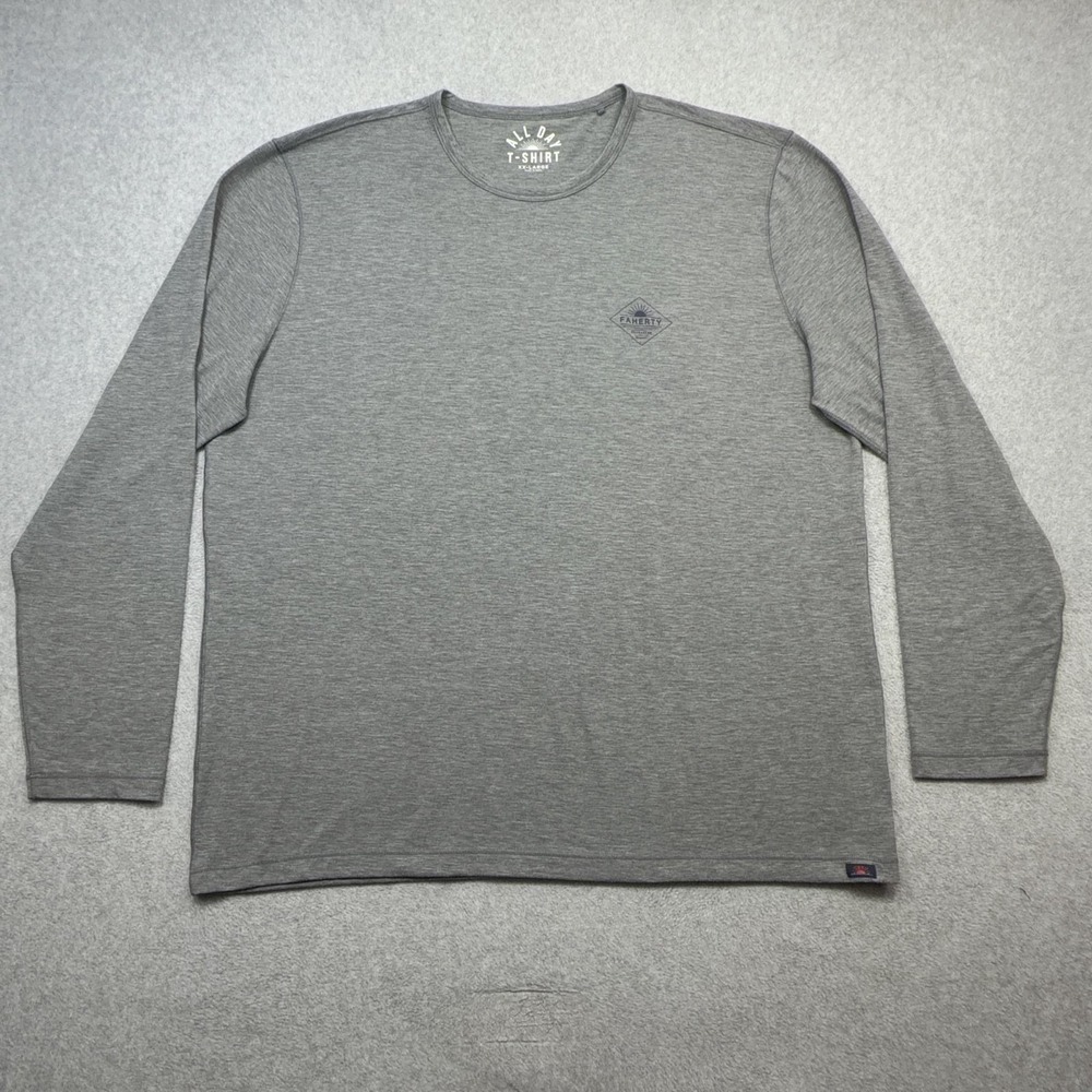 Faherty All Day T Shirt Mens XXL Gray Long Sleeve Performance Tee Outdoor Casual